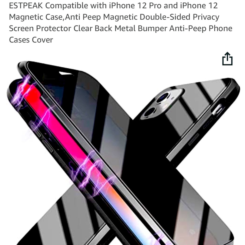 iPhone 12 max/12 pro anti peep case, black.